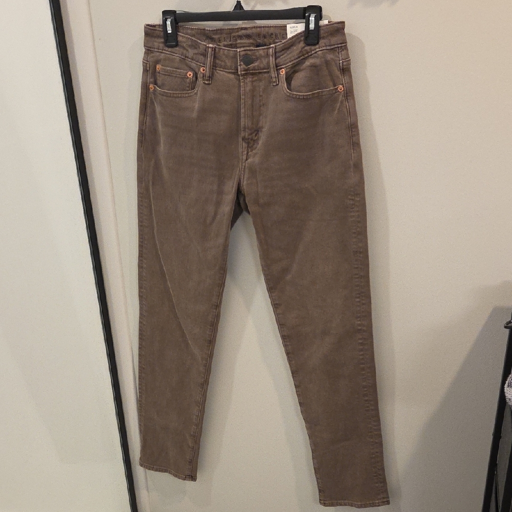 AE American Eagle 30x34 Brown Slim Straight-Leg Jeans Easyflex